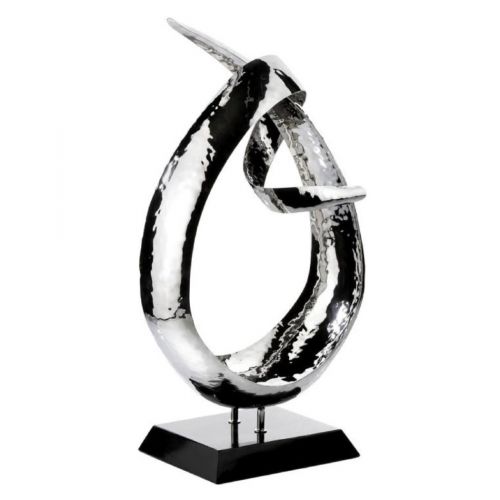 Zieher, Schale 'Loop' mit Marmorfuß, Edelstahl gehämmert