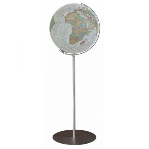 COLUMBUS DUO ALBA Standglobus OID-Code, 40cm, Acryl- oder Kristallglas, handkaschiert, Standfuß und Meridian aus Edelstahl, matt