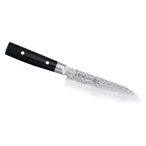 Yaxell, 'ZEN', Santokumesser, Klingenlänge 16,5 cm, 37-lagiger Damaststahl mit Hammerschlagoptik, Griff  Leinen-Micarta 