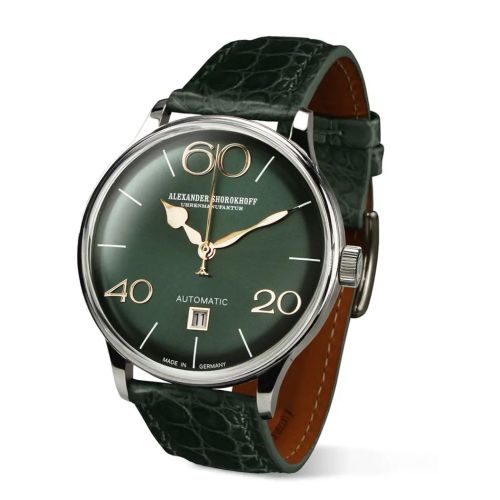 Alexander Shorokhoff, Modell Sixtythree 5, grünes Krokodillederband, Luxusuhr