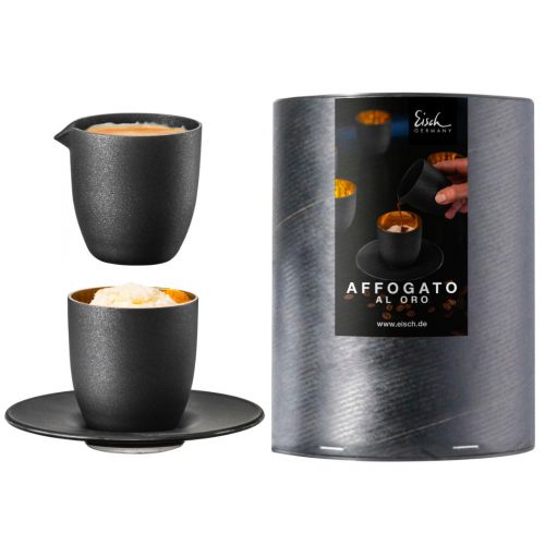 Eisch, Set Affogato al oro, Glas und Kännchen Cosmo in Geschenkröhre