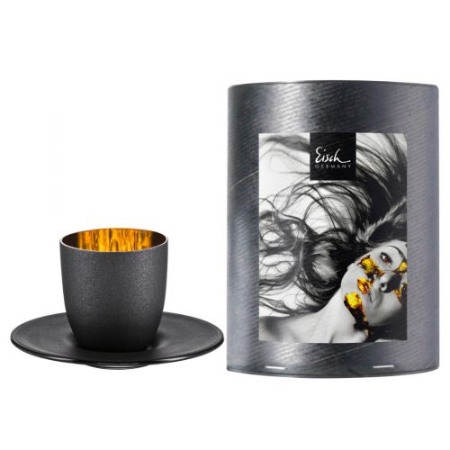 Eisch, Serie Cosmo Gold, Espressotasse mit Untertasse 109/6, in Geschenkröhre