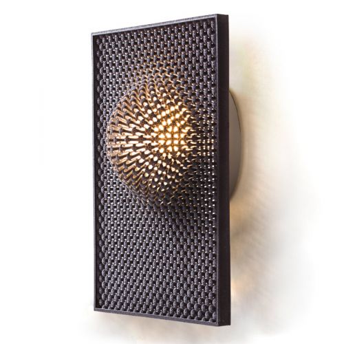 Cozi, Wandlampe, Modell ‚Focus Wall Light - dark grey Rectangle‘, dunkelgraues 3D-gedrucktes Nylongewebe
