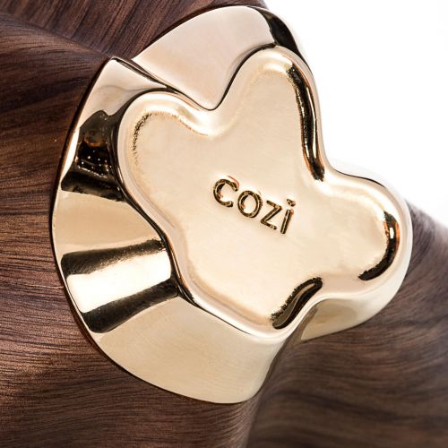 Cozi, Schale, Modell ‚Early Bloossom‘, amerikanische Walnuss mit 24 Karat vergoldetem Messingfuß