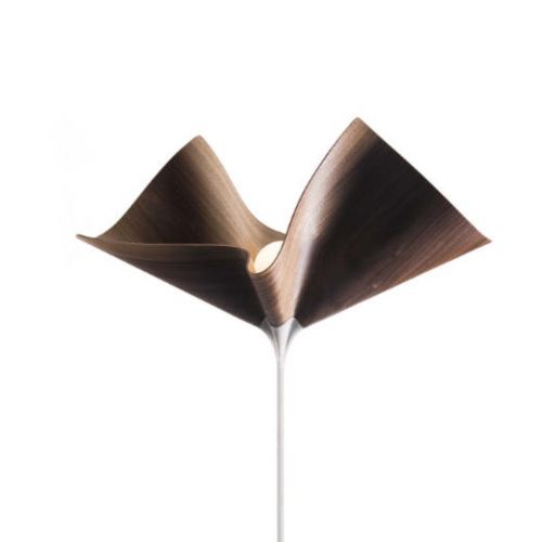 Cozi, Stehlampe klein, Modell ‚Bloom Up Light‘, furnierte amerikanische Walnuss, 24 Karat vergoldet