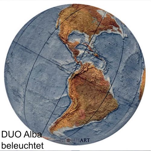 COLUMBUS DUO ALBA Standglobus OID-Code, 40cm, Acryl- oder Kristallglas, handkaschiert, Standfuß und Meridian aus Edelstahl, matt