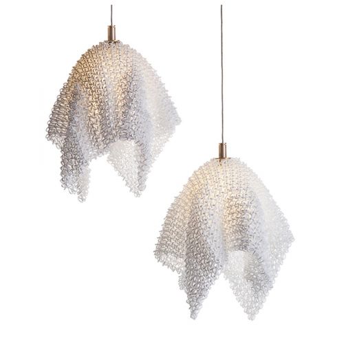 Cozi, Hängelampe, Modell ‚Ghost Pendant‘, weißes 3D-gedrucktes Nylongewebe