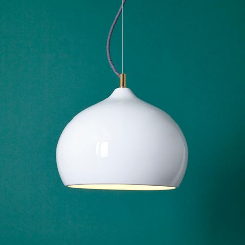 Hand and Eye, Hängeleuchte 'Super white medium', Steingut weiß glasiert