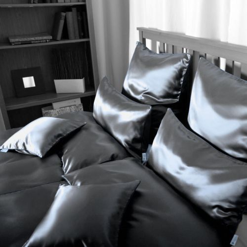 Plauener Seidenweberei, Spannbettlaken aus 100% Seide, Design 'Helios marine'