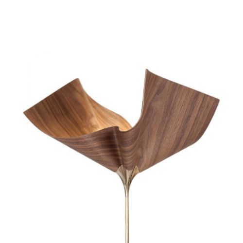 Cozi, Stehlampe klein, Modell ‚Bloom Up Light‘, furnierte Esche, 24 Karat vergoldet