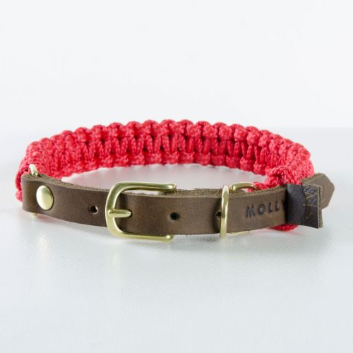 Molly and Stitch, Hundehalsband 'touch of leather', Farbe rot, 6 Größen
