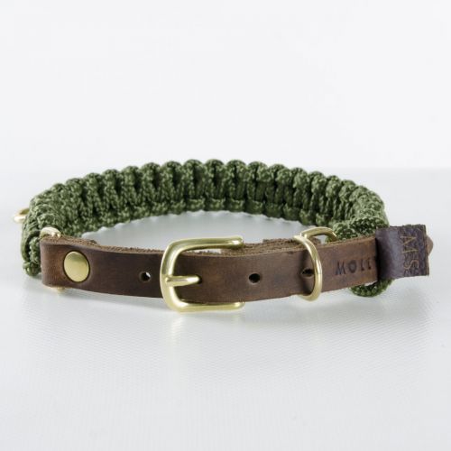 Molly and Stitch, Hundehalsband 'touch of leather', Farbe Military oliv, 6 Größen