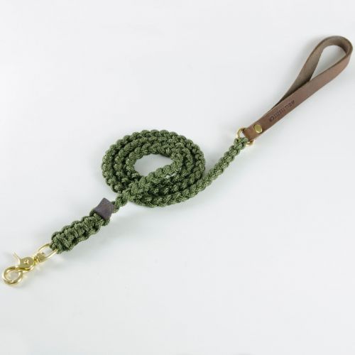 Molly and Stitch, Hundeleine 'touch of leather', Farbe Military olive, 3 Größen