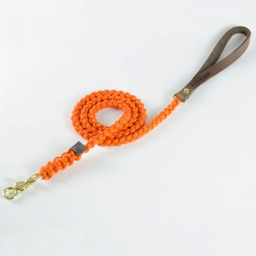Molly and Stitch, Hundeleine 'touch of leather', Farbe orange, 3 Größen