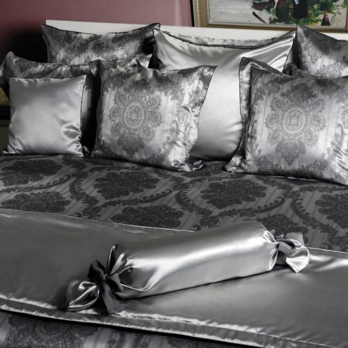 Plauener Seidenweberei, Bettwäsche aus 100% Seide, Design 'Piana black'