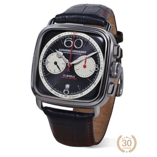 Alexander Shorokhoff, Modell Square & Round 4, schwarzes Alligatorlederband, limitierte Luxusuhr