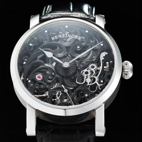 Jochen Benzinger, Vollskelett Floral Black, Damenarmbanduhr