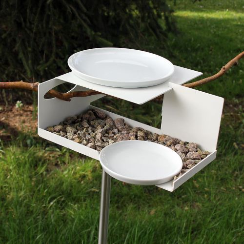 Opossum Design, Vogeltränke VT-1 mit Porzellanschalen, weiß