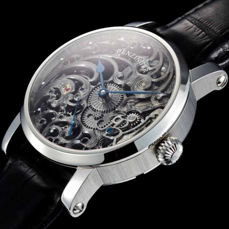 Jochen Benzinger, Vollskelett Floral Grau, Uhrenunikat für Herren