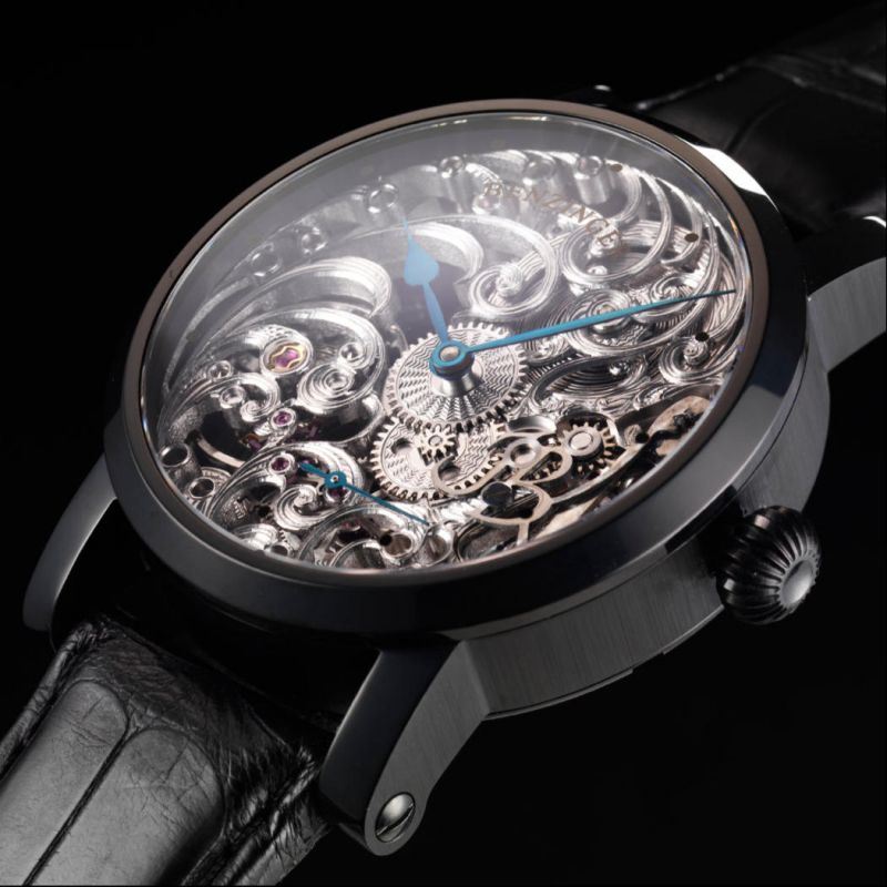 Jochen Benzinger, Vollskelett Floral Classic Schwarz, Uhrenunikat