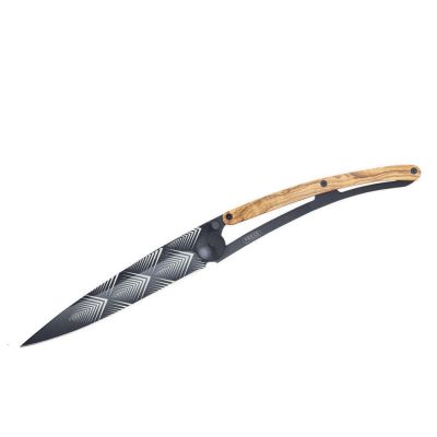 Deejo schwarz 390g, Motiv Art Deco, Olivenholzbeschalung