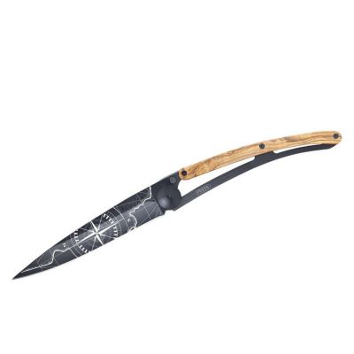 Deejo schwarz 390g, Motiv Terra Incognita , Olivenholzbeschalung