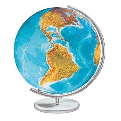 COLUMBUS DUO Tischglobus OID-Code, 40cm, Kristallglas mundgeblasen, handkaschiert, Meridian und Fuß Edelstahl rund