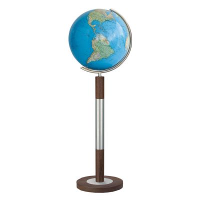 COLUMBUS DUO Standglobus OID-Code, Imperator, 40cm, Kristallglas mundgeblasen, handkaschiert, Meridian Edelstahl, Fuß Wenge/Edelstahl