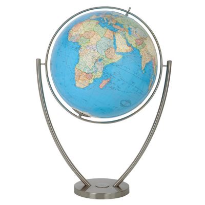 COLUMBUS Großglobus MAGNUM DUO, OID-Code, 2 Größen, Polyethylenglas, handkaschiert, Edelstahlplatte, Gabelfuß aus Edelstahl, Vollmeridian aus Edelstahl (dreh-/schwenkbar)