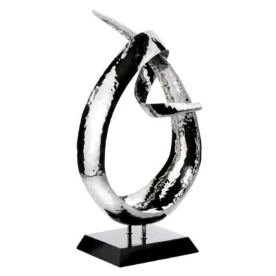 Zieher, Schale 'Loop' mit Marmorfuß, Edelstahl gehämmert