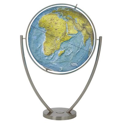 COLUMBUS Großglobus MAGNUM DUORAMA, OID-Code, 2 Größen, Polyethylenglas, handkaschiert, Edelstahlplatte, Gabelfuß aus Edelstahl, Vollmeridian aus Edelstahl (dreh-/schwenkbar)