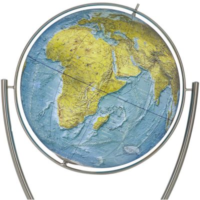 COLUMBUS Großglobus MAGNUM DUORAMA, OID-Code, 2 Größen, Polyethylenglas, handkaschiert, Edelstahlplatte, Gabelfuß aus Edelstahl, Vollmeridian aus Edelstahl (dreh-/schwenkbar)