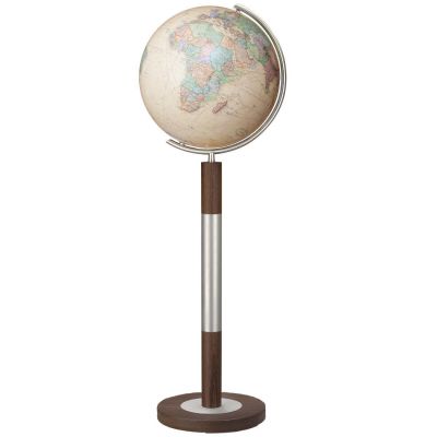 COLUMBUS ROYAL Standglobus OID-Code, Imperator, 40cm, Kristallglas mundgeblasen, handkaschiert, Meridian Edelstahl, Fuß Wenge/Edelstahl