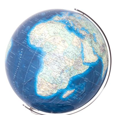 COLUMBUS DUO AZZURRO Standglobus OID-Code, 40cm, Acryl- oder Kristallglas, handkaschiert, Standfuß und Meridian aus Edelstahl, matt