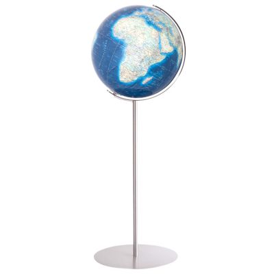 COLUMBUS DUO AZZURRO Standglobus OID-Code, 40cm, Acryl- oder Kristallglas, handkaschiert, Standfuß und Meridian aus Edelstahl, matt