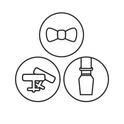 Bewooden, 3er Set, bestehend aus Holzfliege und passende Manschettenknöpfe und Hosenträger