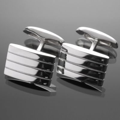 Grosse Jewels, Manschettenknöpfe 'Stripes', 925 Silber