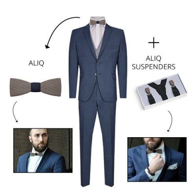 Bewooden, 2er Set, bestehend aus Holzfliege und passende Hosenträger