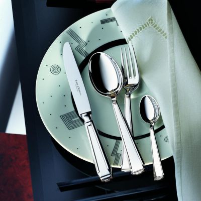 Robbe & Berking, Besteckserie 'Art Deco', 4 teiliges Menübesteck, 925 Sterling Silber oder versilbert