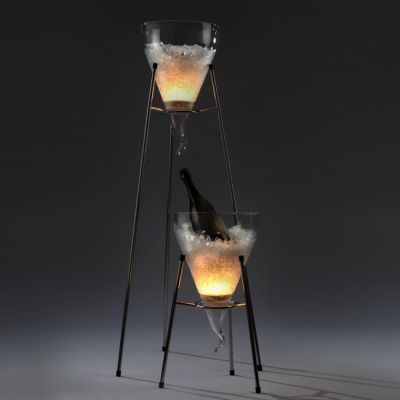 Zieher, Champagner- und Weinkühler 'Stablo' mit Ständer und Beleuchtung, mundgeblasen, 7-teilig