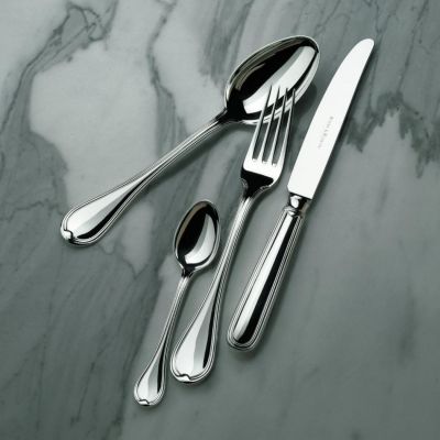 Robbe & Berking, Besteckserie 'Classic-Faden', 4 teiliges Menübesteck, 925 Sterling Silber oder versilbert