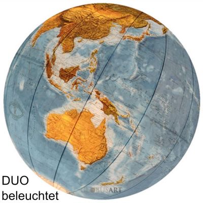 COLUMBUS SWAROWSKI DUO Tischglobus OID-Code, 40cm, Acrylglas, handkaschiert, Meridian und Fuß Edelstahl