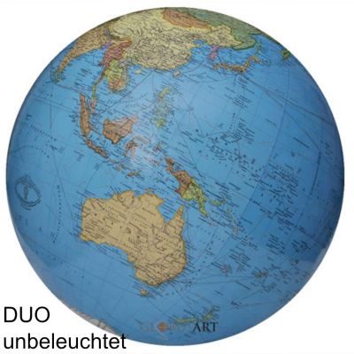 COLUMBUS DUO Tischglobus OID-Code, 34cm, Acryl- oder Kristallglas, handkaschiert, Meridian und Fuß Metall, Edelstahl, matt