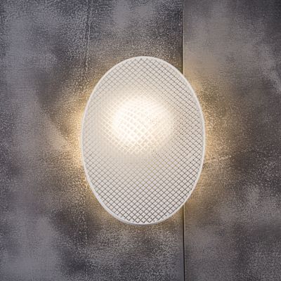 Cozi, Wandlampe, Modell ‚Focus Wall Light - white Elipse‘, weißes 3D-gedrucktes Nylongewebe