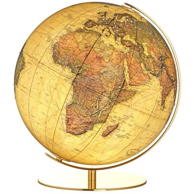 COLUMBUS SWAROWSKI ROYAL Tischglobus OID-Code, 40cm, Acrylglas, handkaschiert, Meridian und Fuß Metall, Messingausführung hochglanz