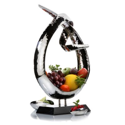 Zieher, Schale 'Loop' mit Marmorfuß, Edelstahl gehämmert