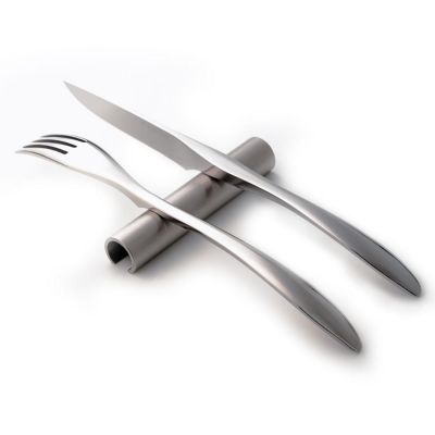 Suwada, hochwertiges Steakbesteck, Steakmesser, Steakgabel, handveredelt