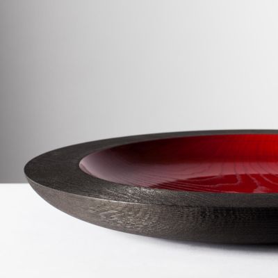 Elke Hirsch Woodenheart, Holzschale 'Tantum', Esche massiv, schwarz gebeizt, rot hochglanz lackiert